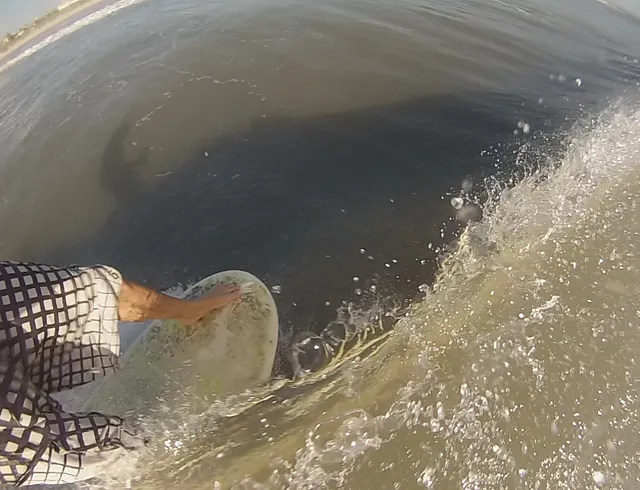 Point-of-view shot from inside a breaking wave off St. Augustine
